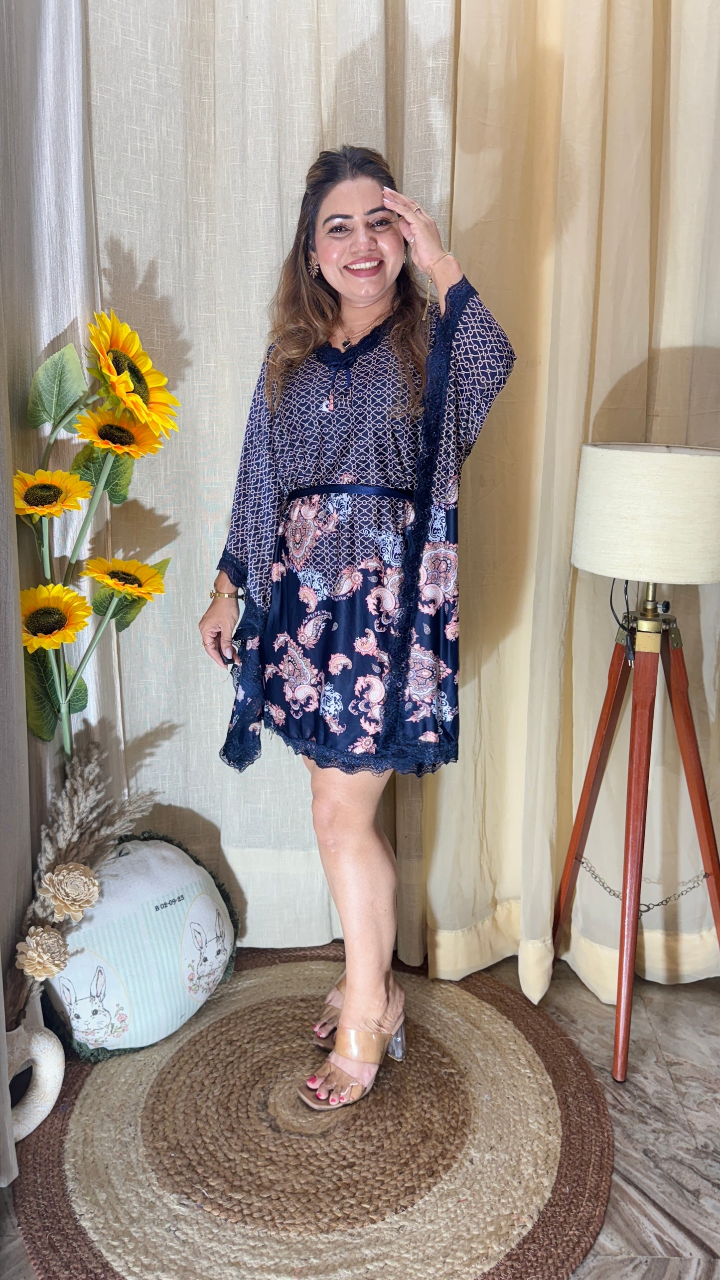 Midnight Bloom 3pc Kaftan Dress