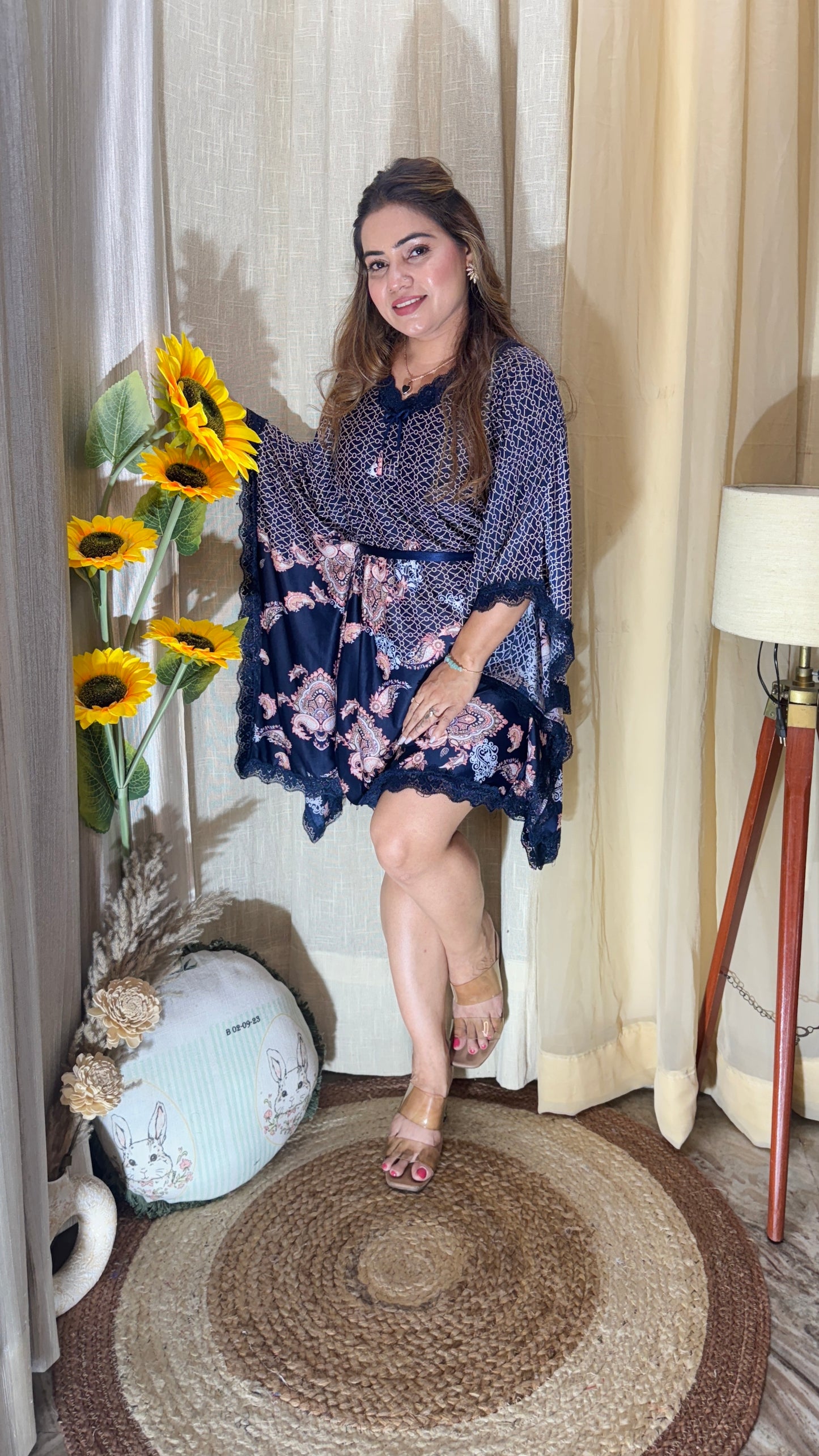 Midnight Bloom 3pc Kaftan Dress
