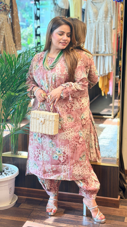 Blush Floral Printed Kurta Set | Boho Luxe Edit