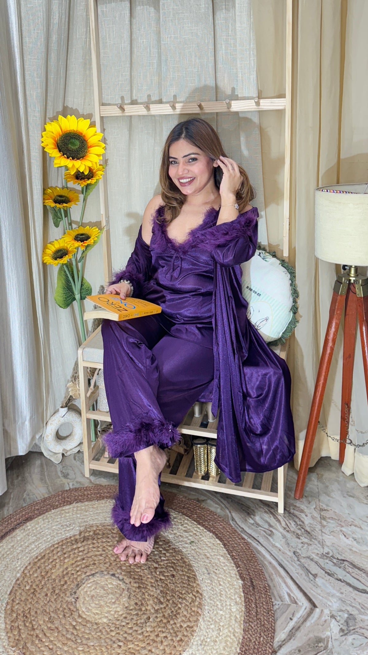 Lycra Silk 3-Piece Nightwear Set