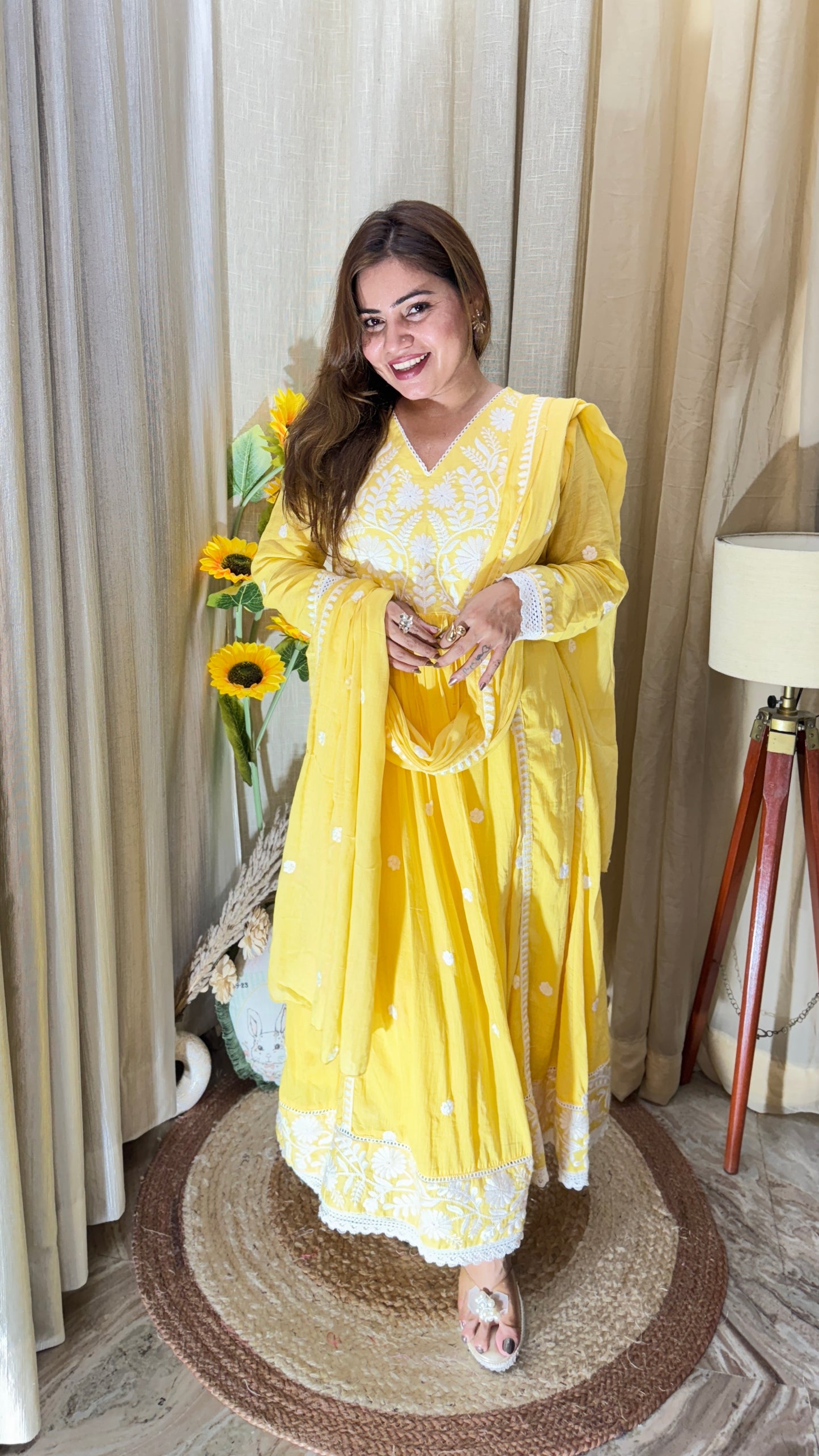 Embroidered Yellow Anarkali Suit