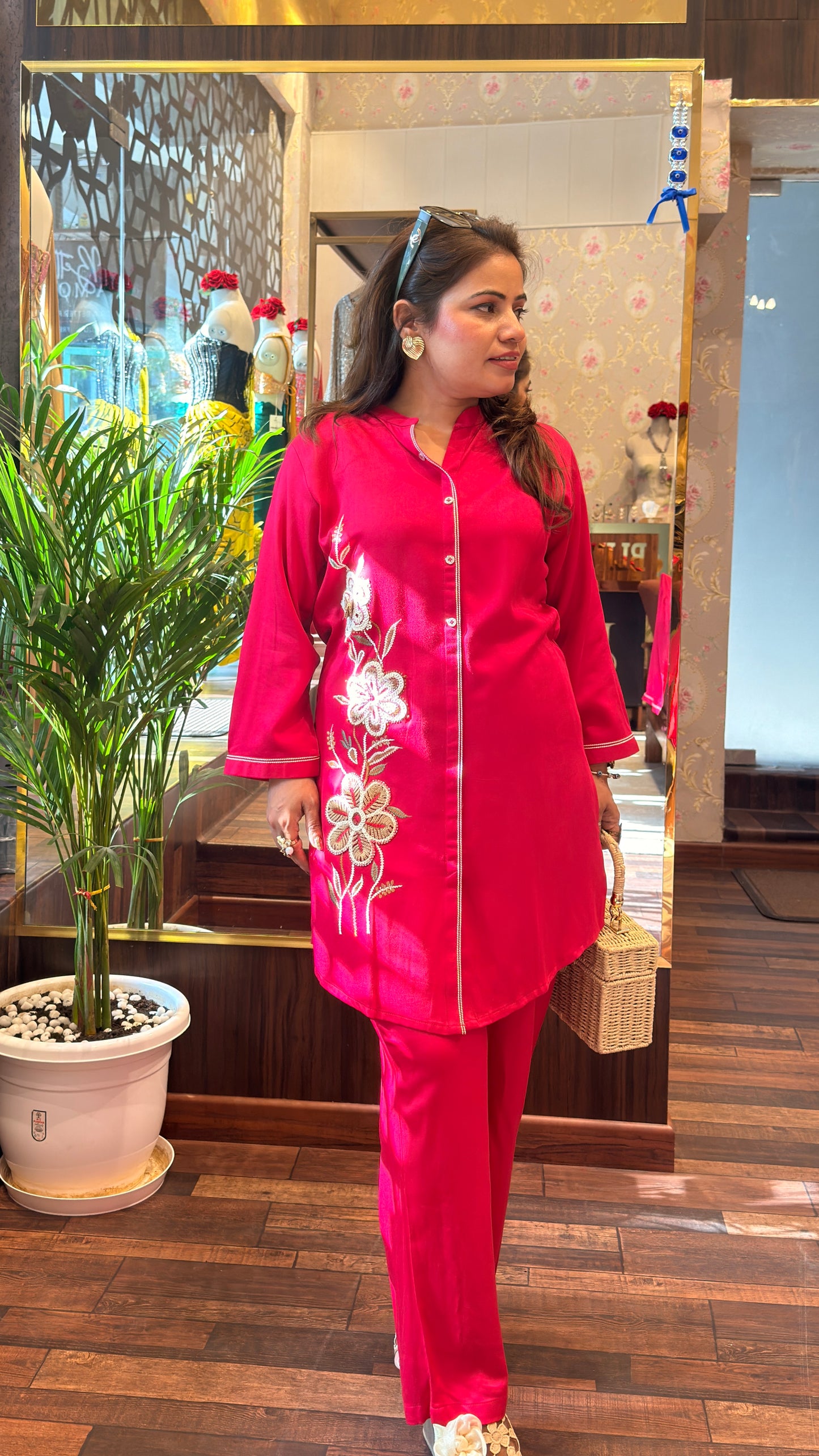 Hot Pink 2-Piece Corset Set