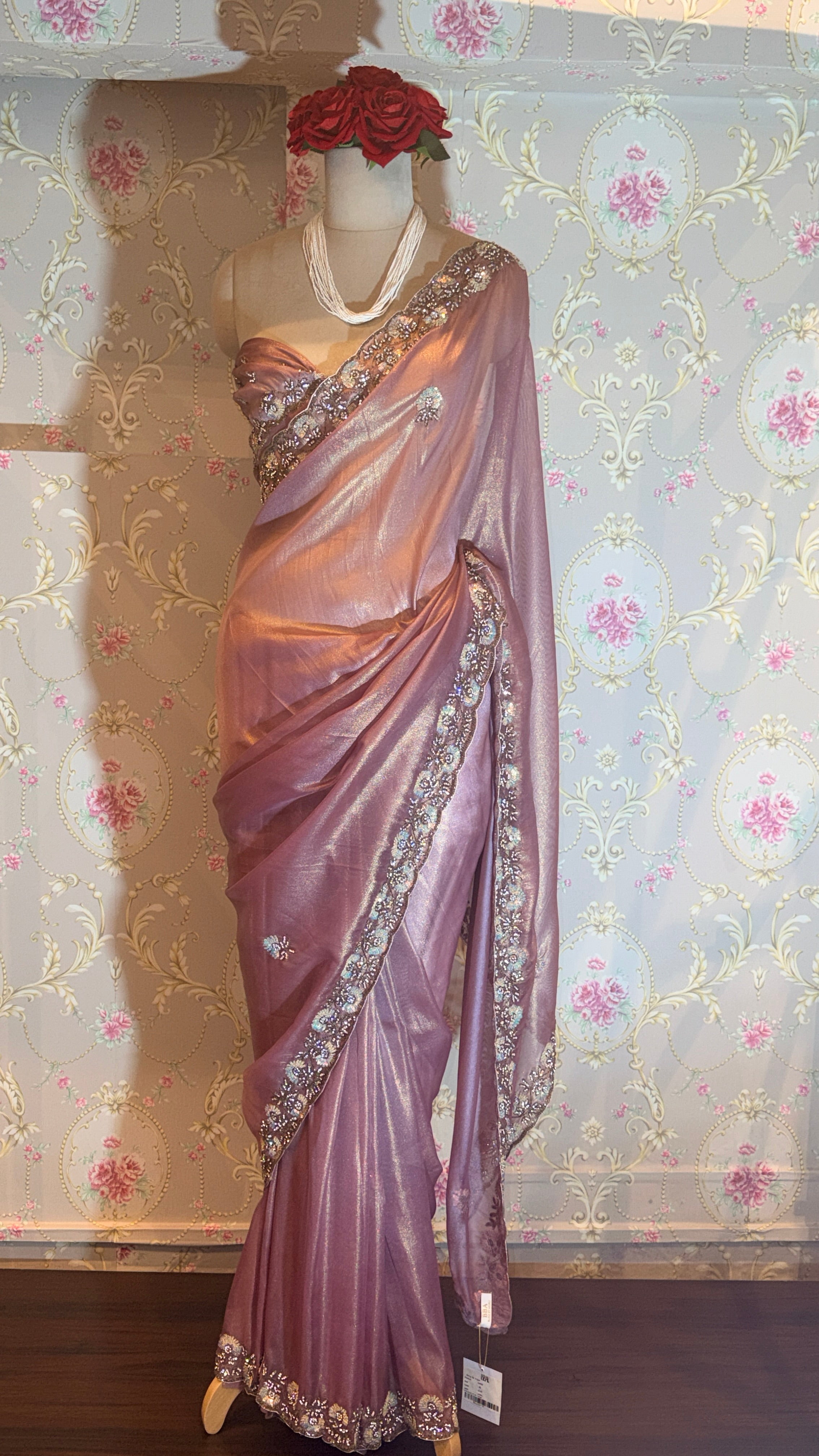 TISSUE ORGANZA EMBROIDERED SAREE