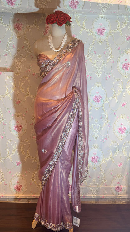 "ROSE GLOW" - TISSUE ORGANZA EMBROIDERED SAREE