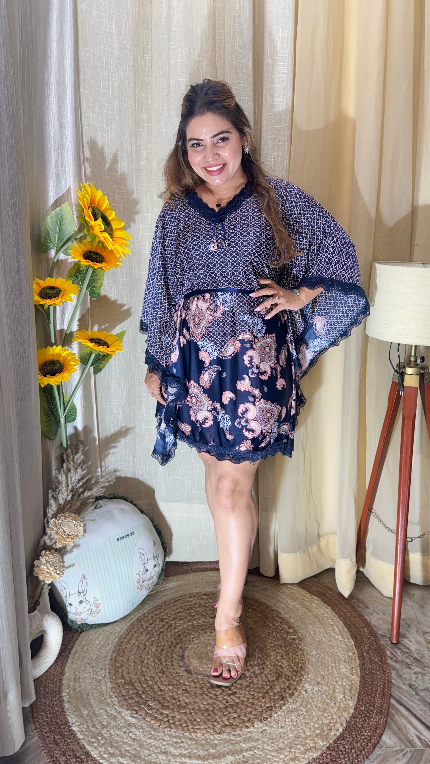 Midnight Bloom 3pc Kaftan Dress