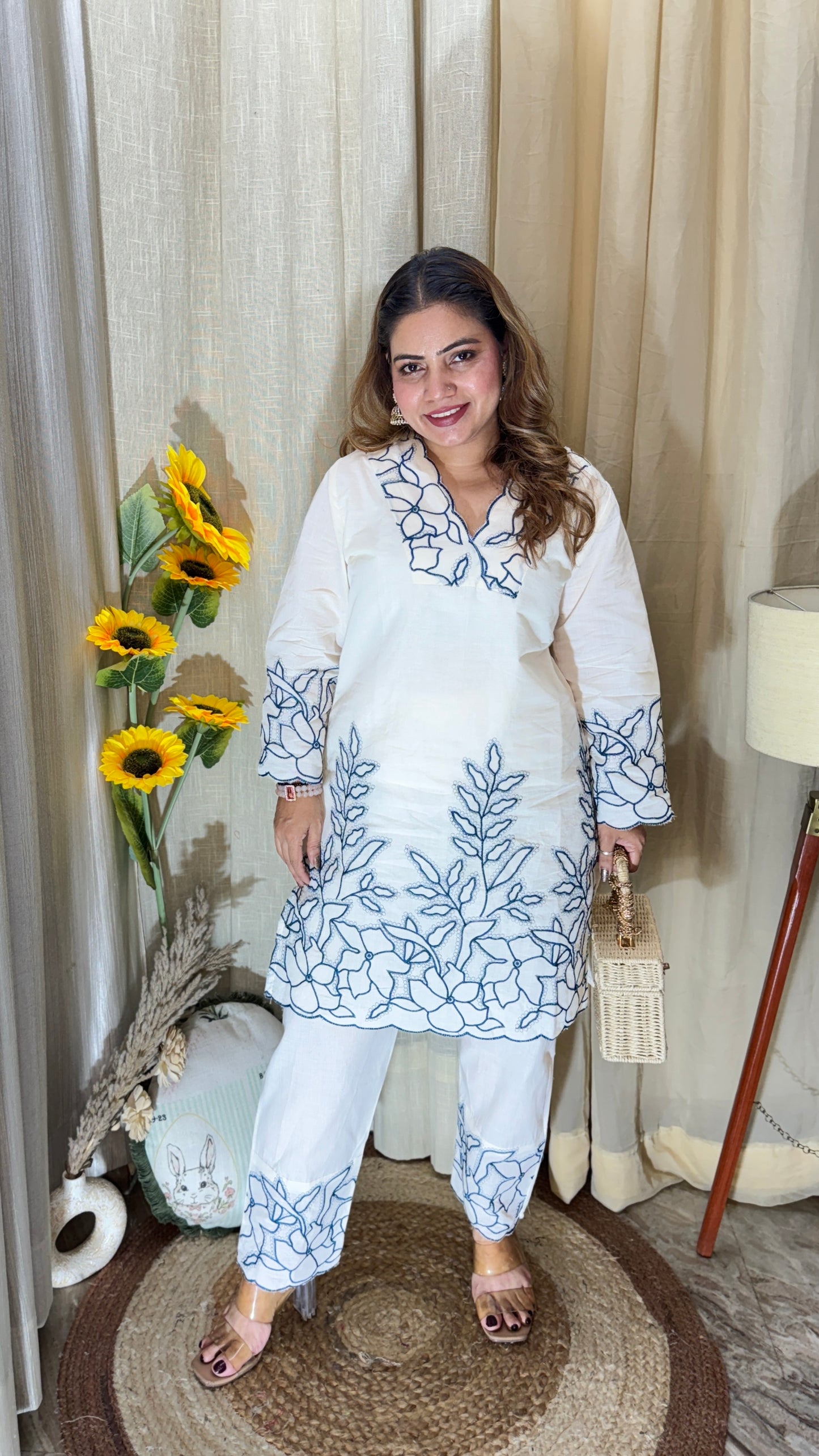 Embroidered summer court set