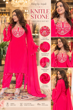 Hot Pink Three-Piece Suit Set
