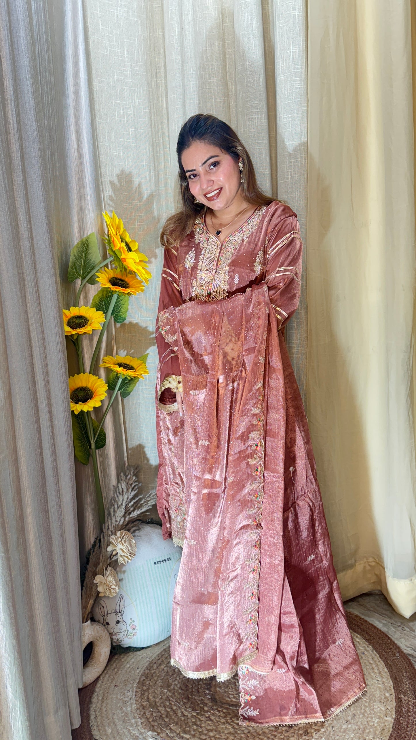 Embellished Tea Pink Suit set