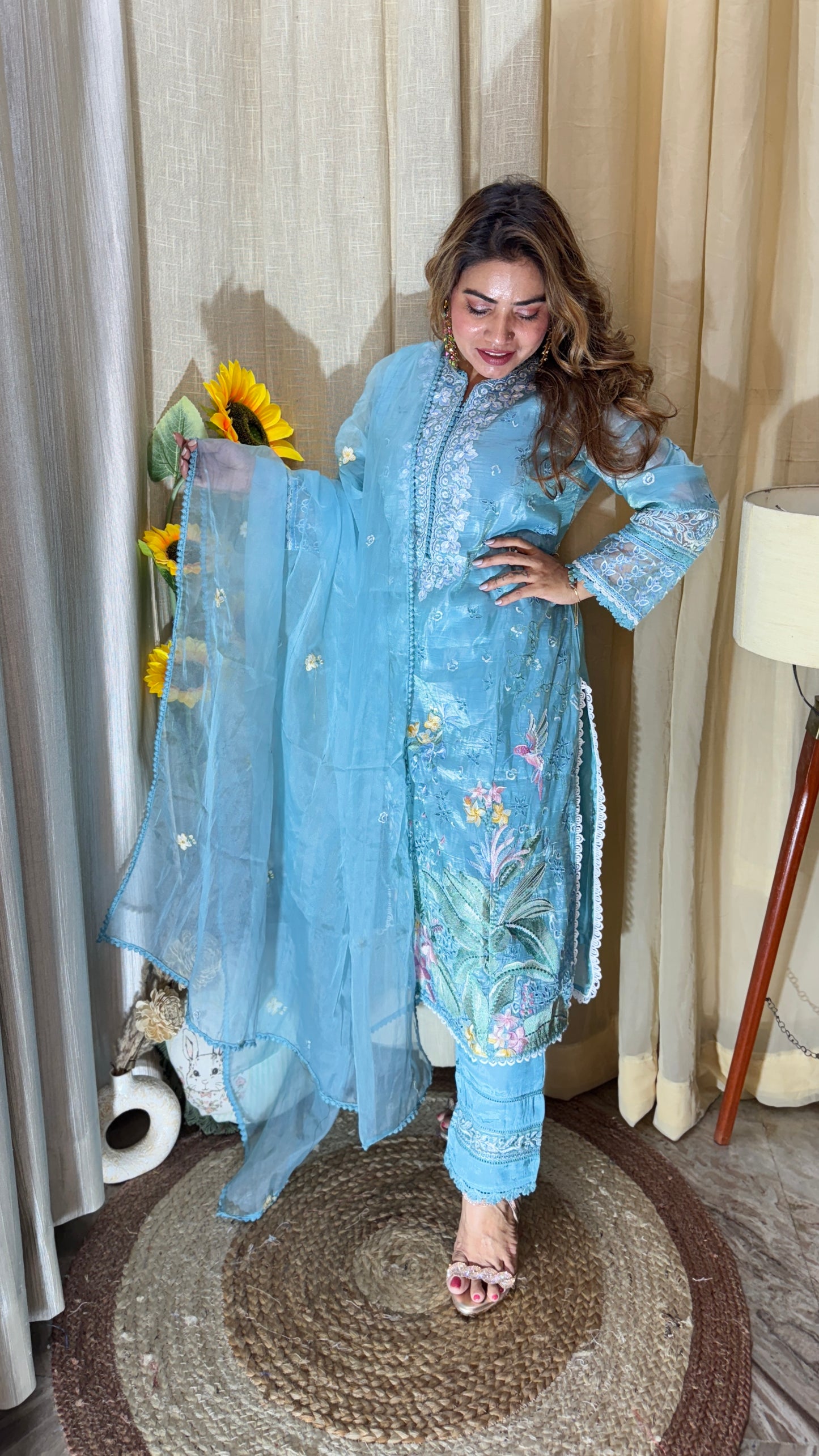 Sky Blue Pakistani-style suit set
