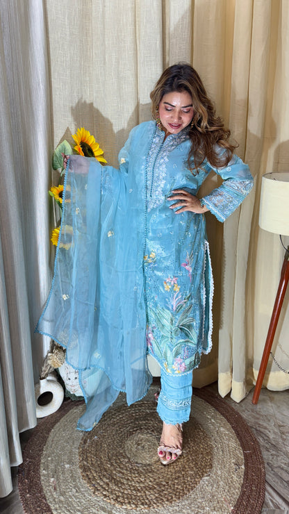 Sky Blue Pakistani-style suit set