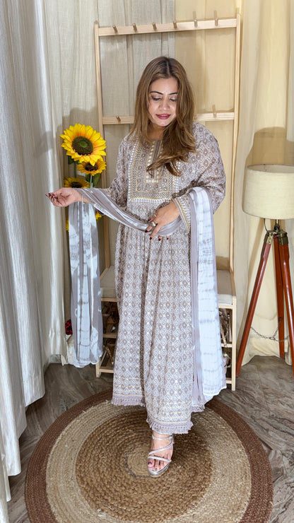 Embroidered Anarkali Kurta Set with Dupatta | Festive Ethnic Wear for Women