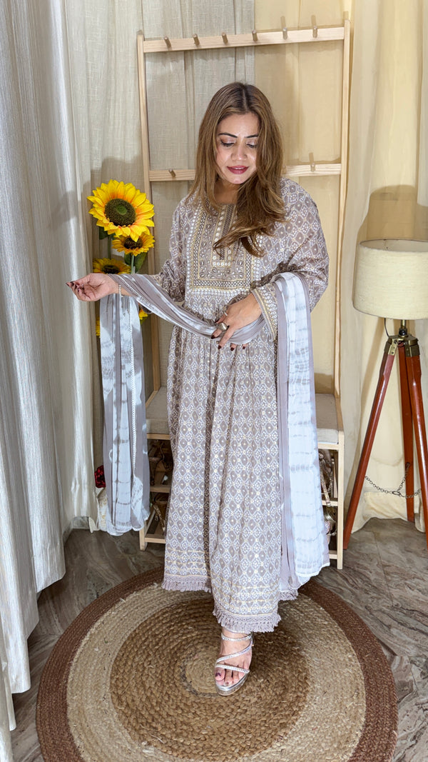 Embroidered Anarkali Kurta Set with Dupatta | Festive Ethnic Wear for Women