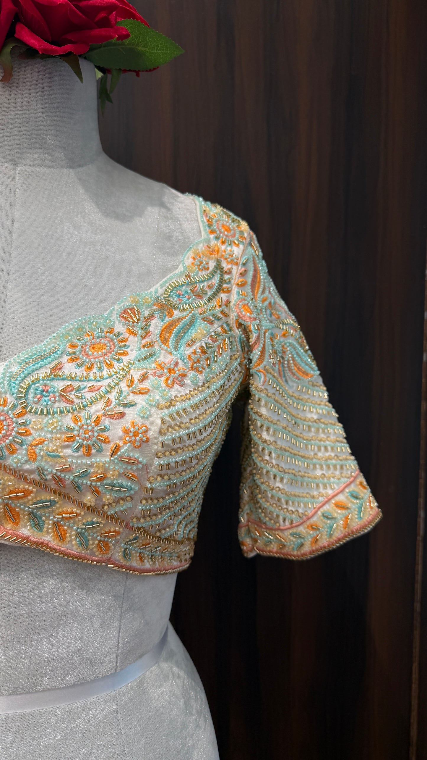 Gulnaar Pastel Embroidered Blouse