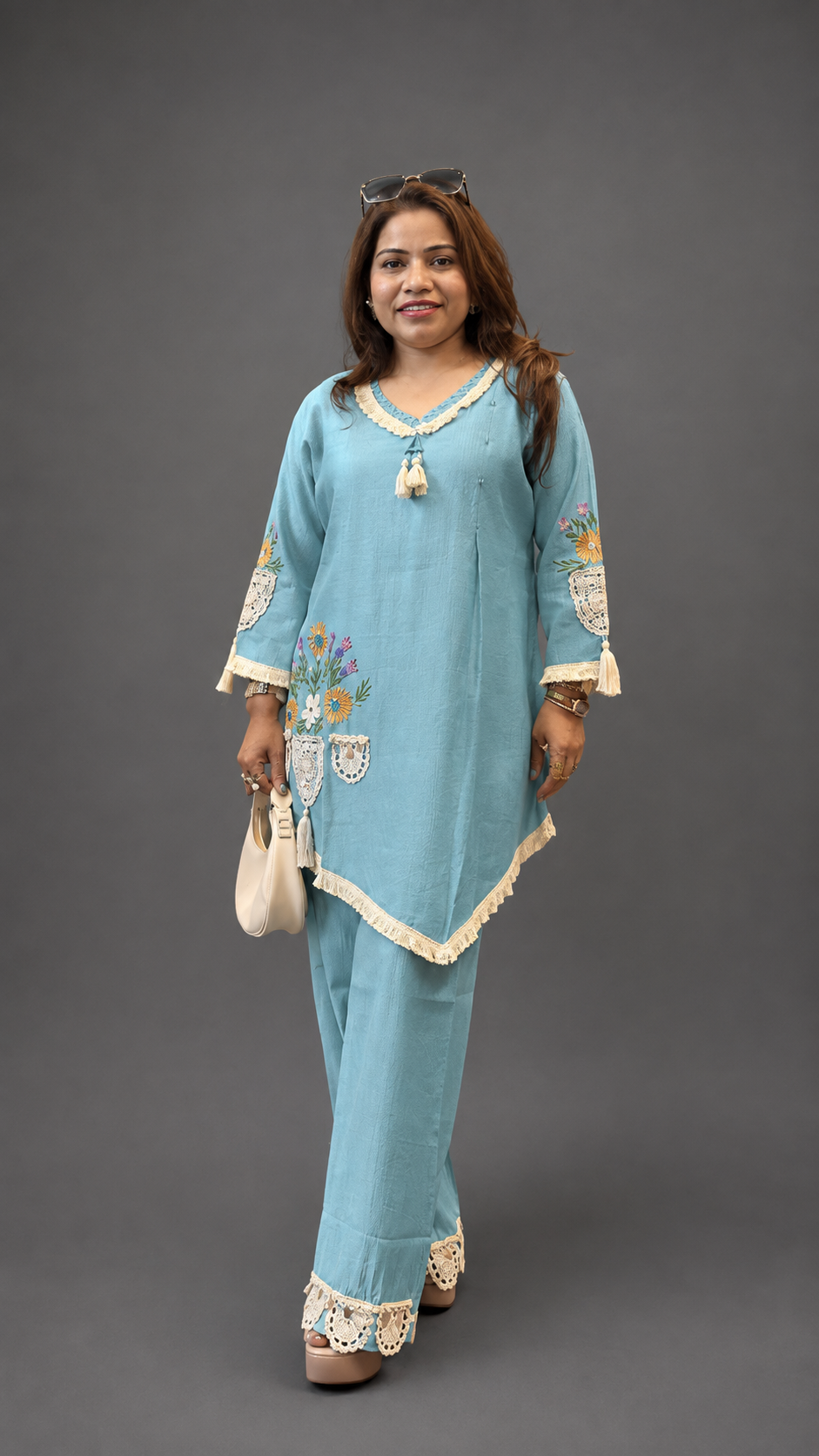 Sky Blue Embellished Co-ord Set