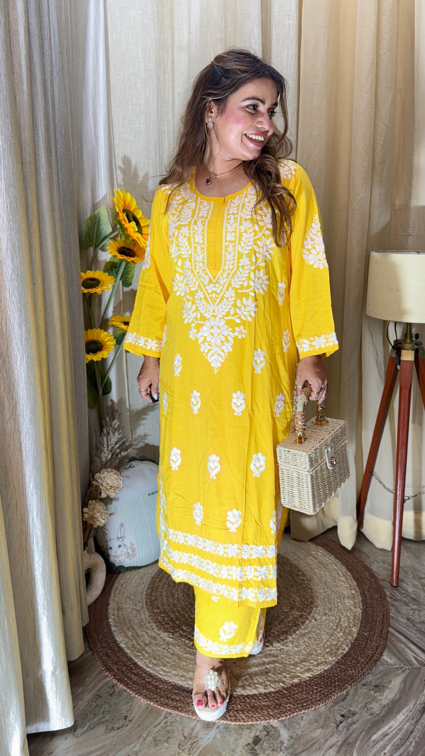 Cotton kurta set with chikankari
