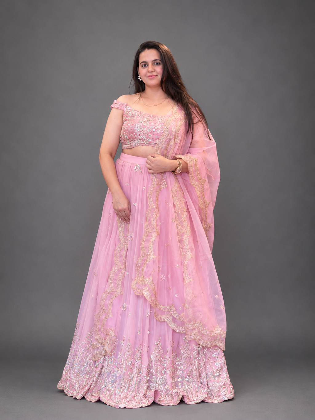 Embroidered Lehenga Set with Dupatta