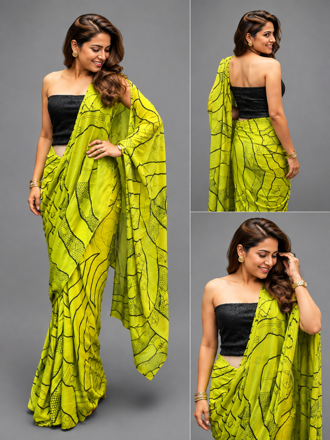 Lime Green Gajji Silk Saree