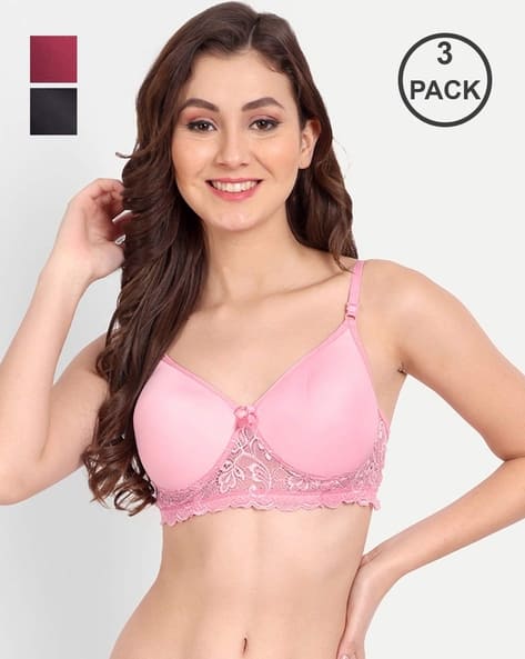 Women’s Non-Padded Lace Bra – 2 Pack (Black / Pink)