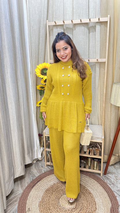 Women’s Premium Woolen Co-ord Set – (Mustard)