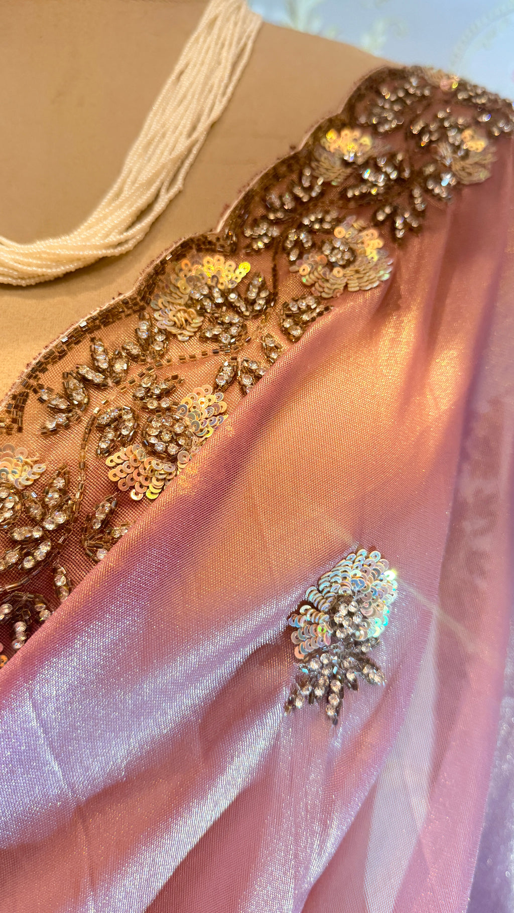 TISSUE ORGANZA EMBROIDERED SAREE