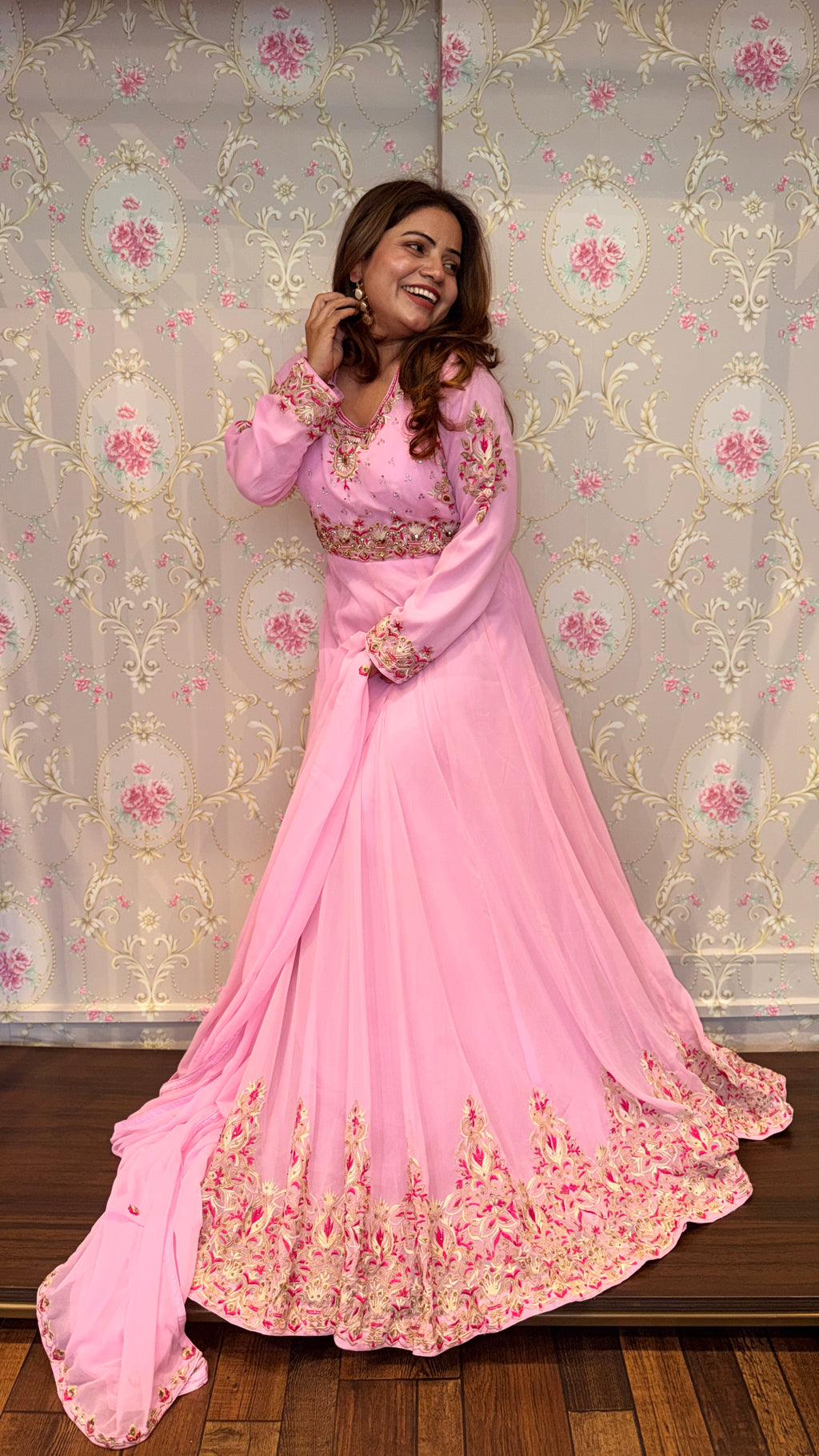 Blush Pink Embroidered Anarkali Suit Set