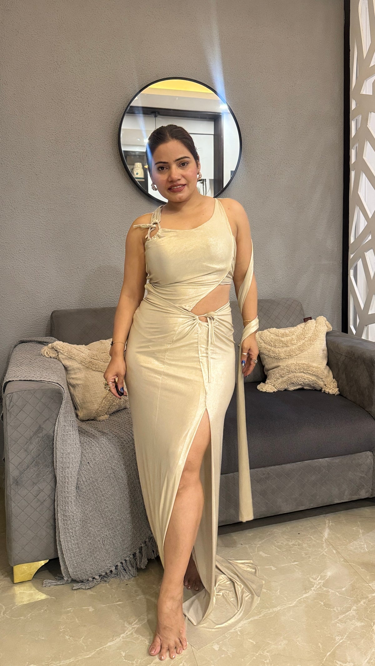 Wrap-Style Cutout Dress