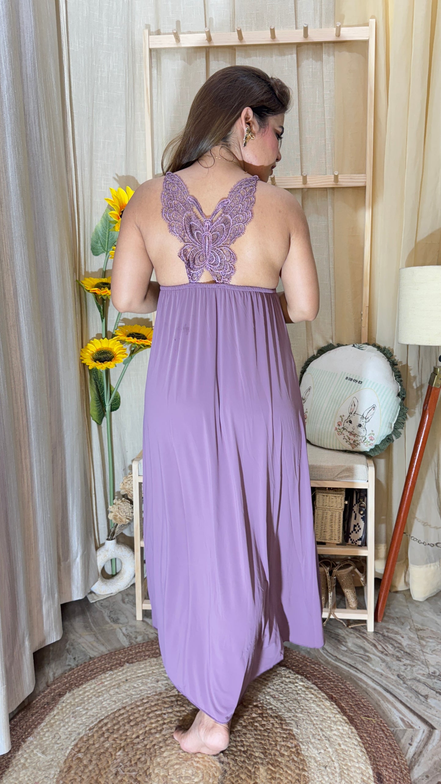 Elegant Purple Lace Nighty – Soft & Comfortable Nightwear