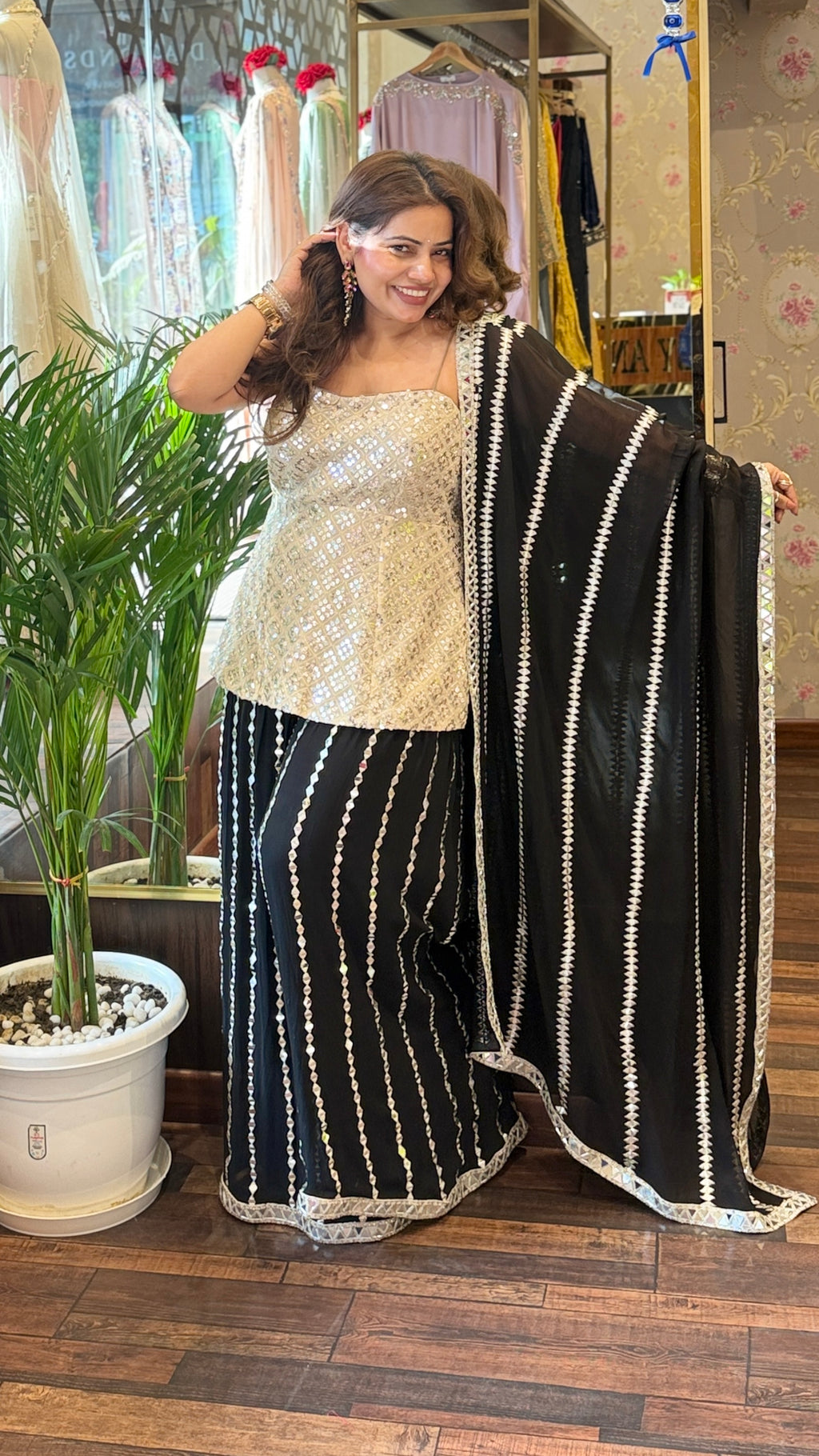 Black Mirror-Inspired Work Sharara Set