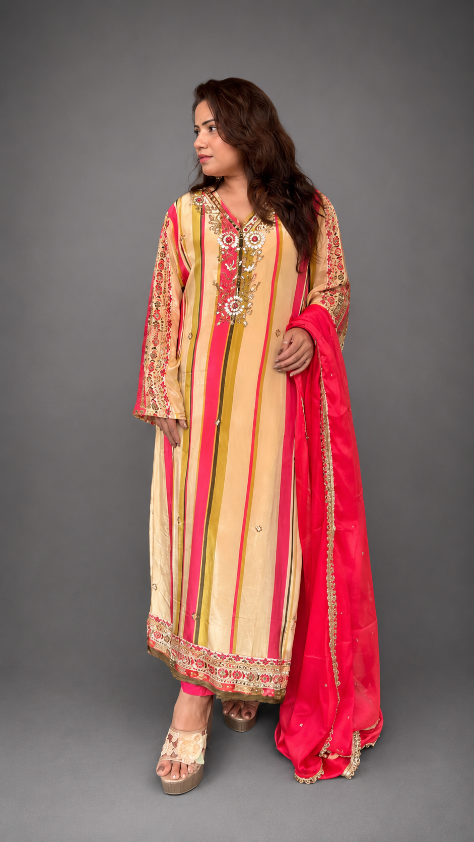 Pure Crepe Pakistani-Style Festive Suit Set