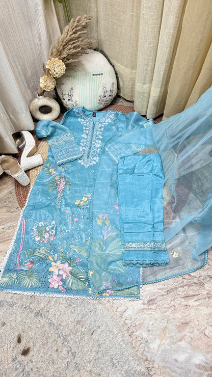 Sky Blue Pakistani-style suit set
