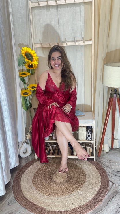 2-piece satin nighty set