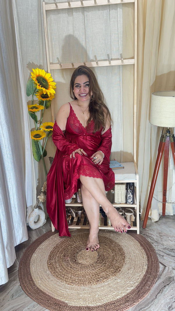 2-piece satin nighty set