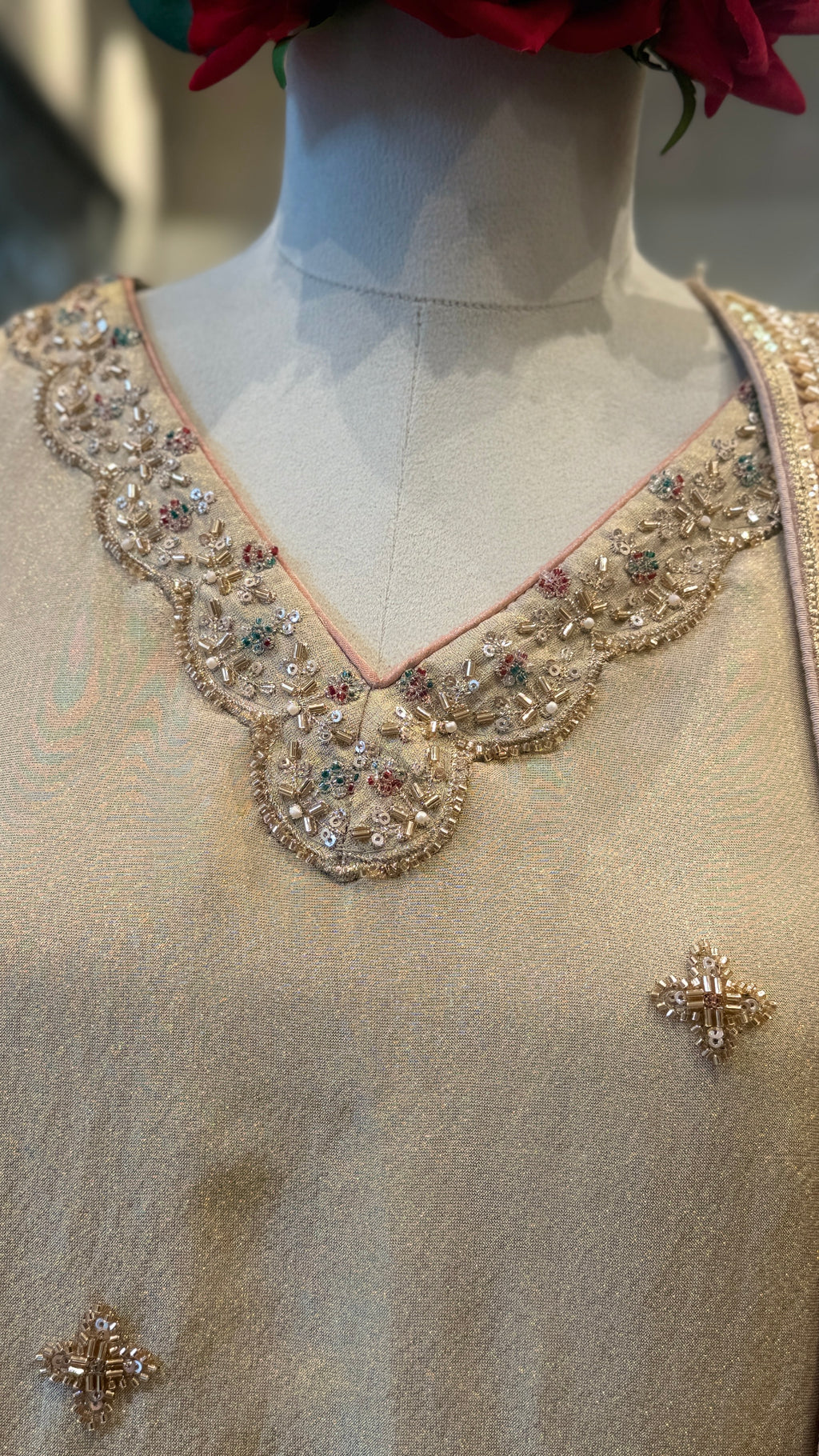 Embroidered Sharara Suit Contrast Dupatta
