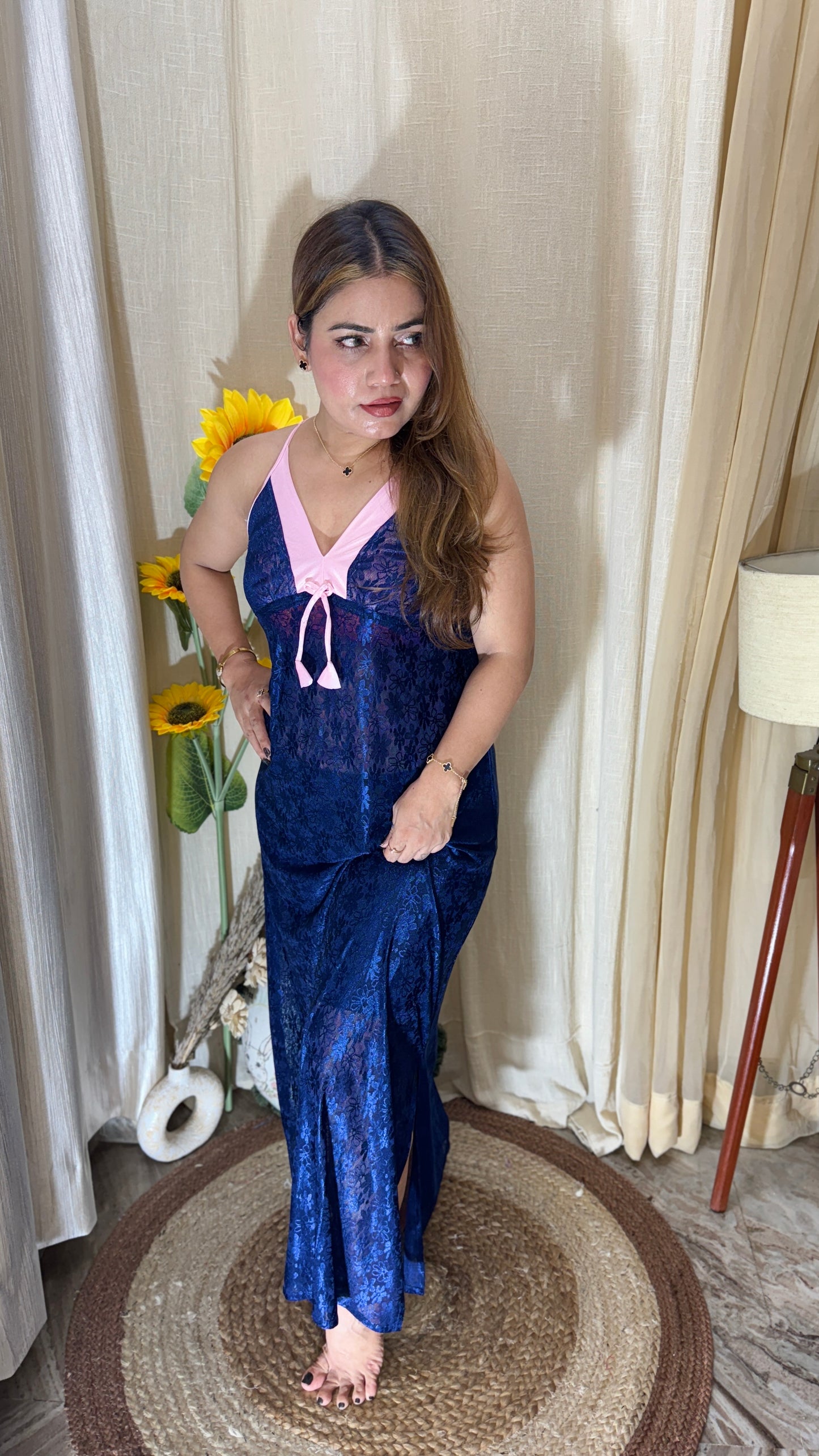 2pc Satin Lace Nighty Set