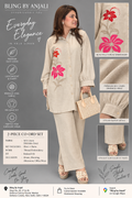 Floral Threadwork Selv Linen Co-Ord Set