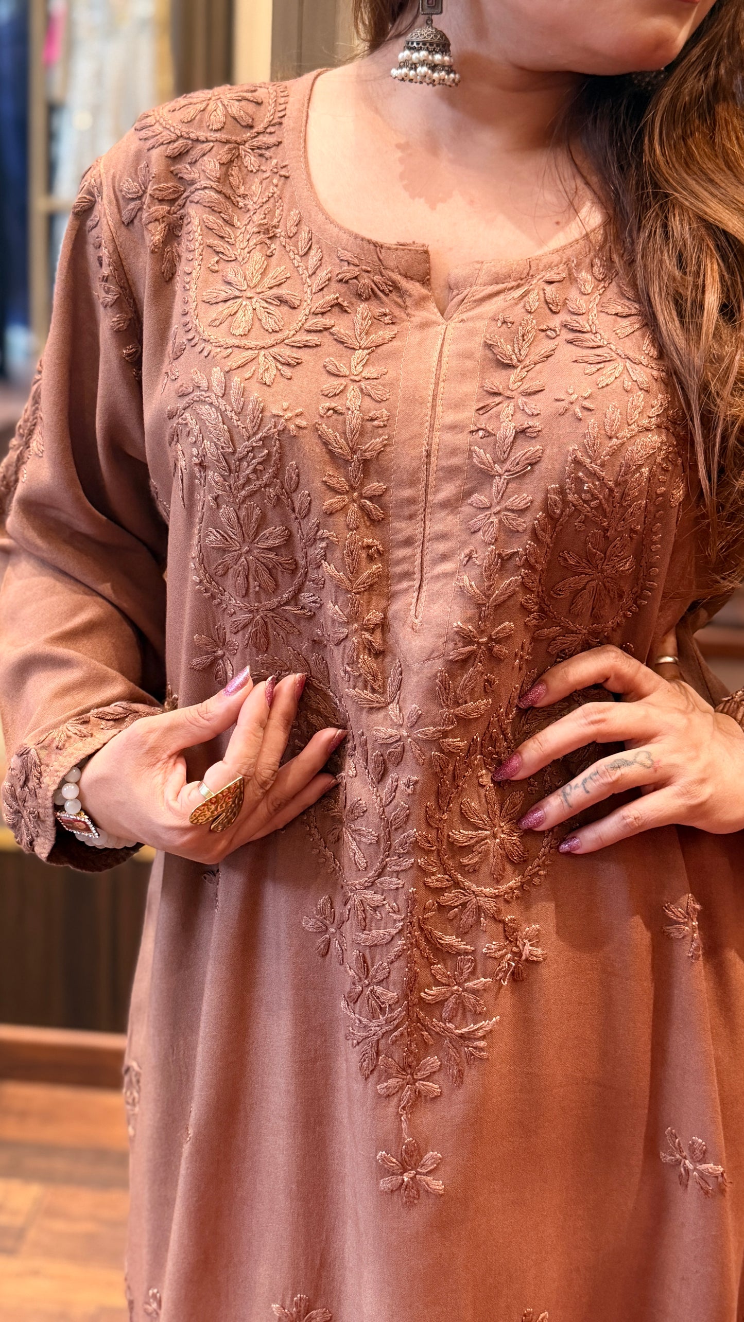 4 Beautiful  colours Embroidered Kurta Set | Mint,Mocha Dark Red & Emerald Green Edit
