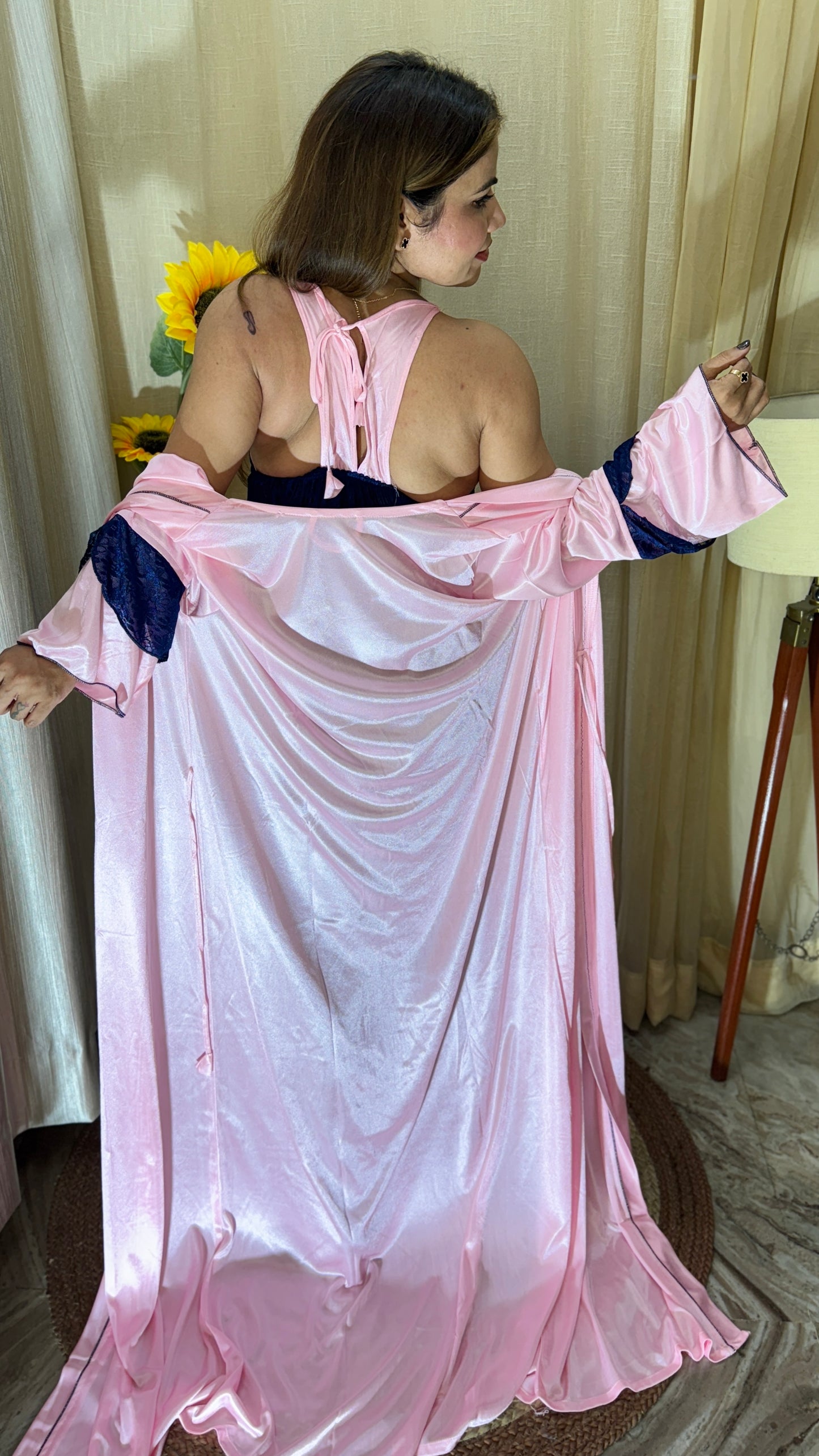 2pc Satin Lace Nighty Set