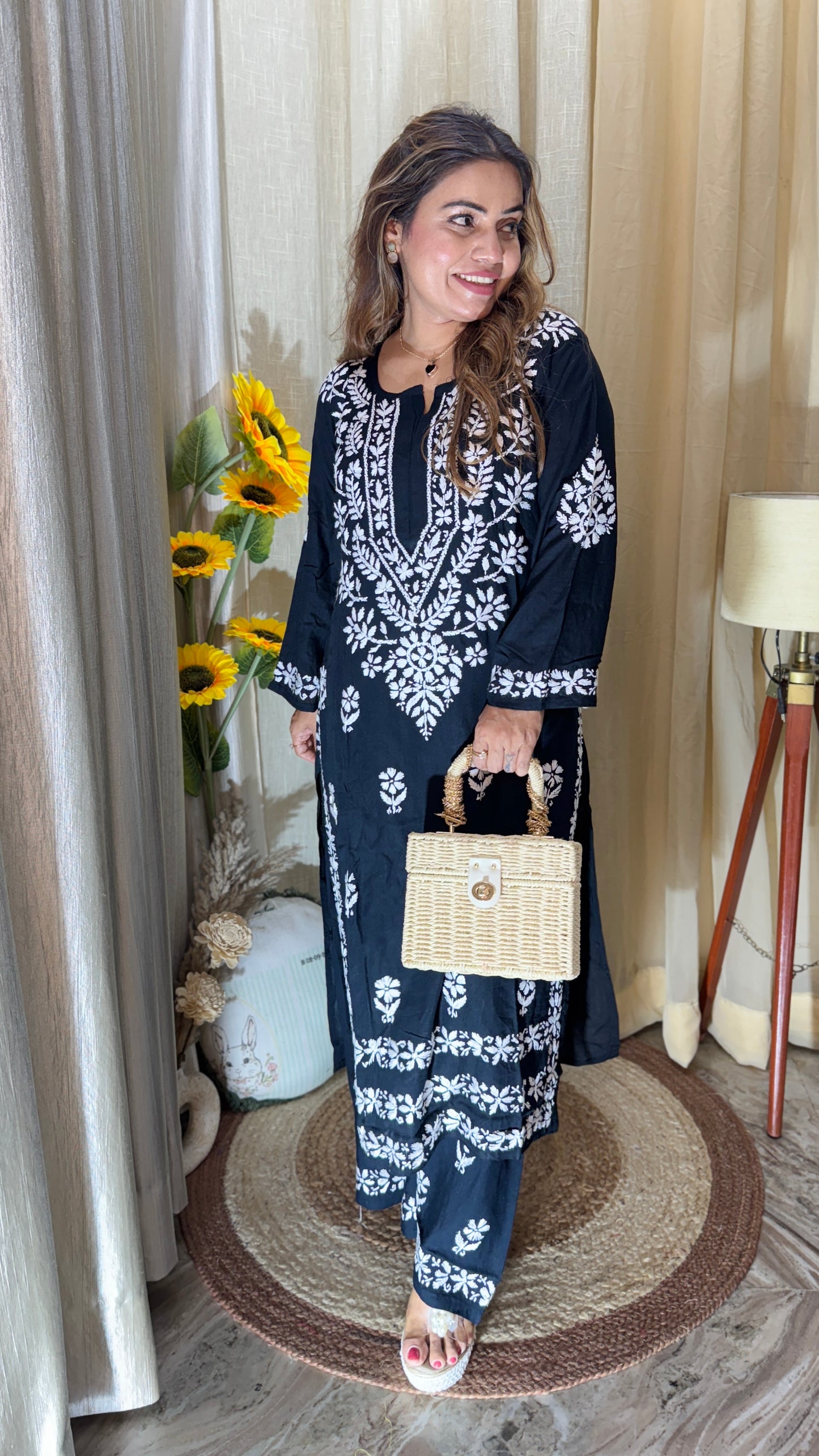 Cotton kurta set with chikankari