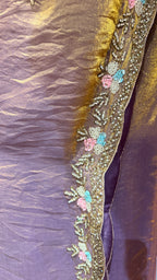Tissue Silk Saree with Hand-Embroidered