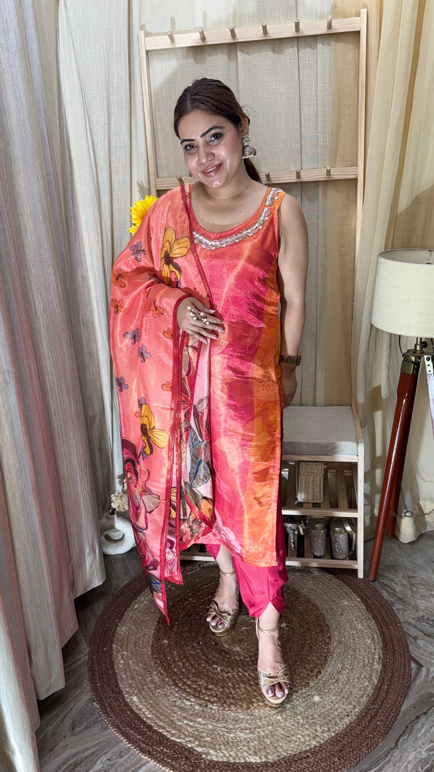 Coral Bloom Floral Printed Suit Set