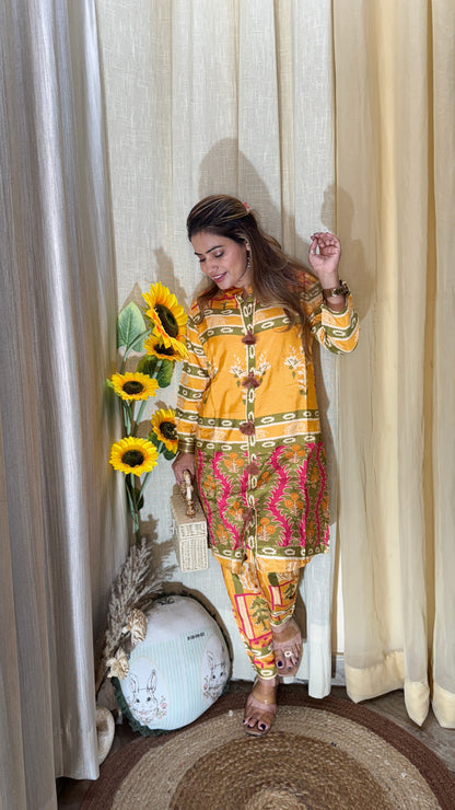 Mustard Bloom  co-ord kurta and pant set