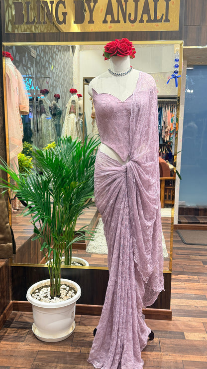 Lace Saree with Sculpted Corset Blouse | Designer Party & Cocktail Wear