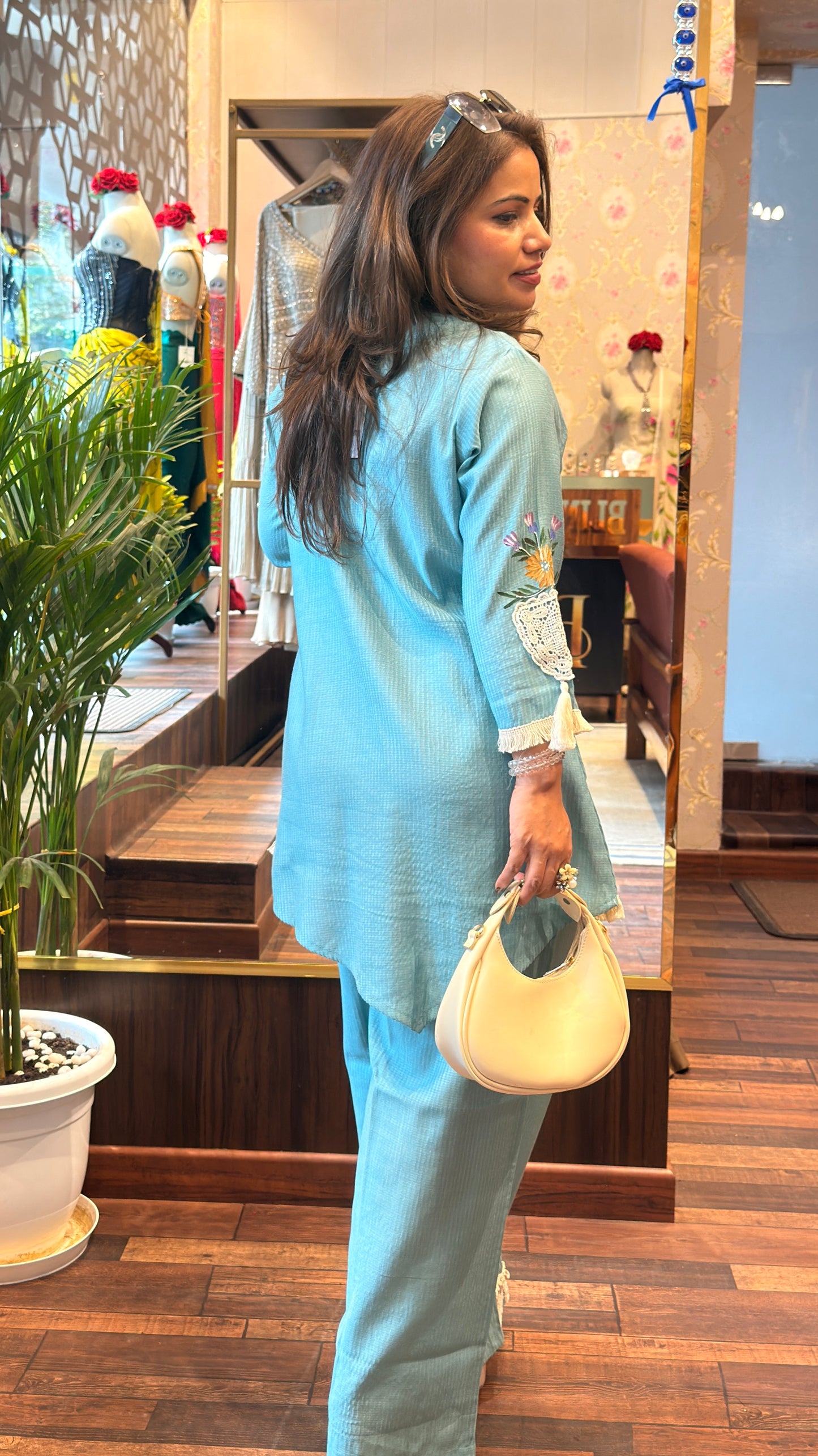 Sky Blue Embellished Co-ord Set