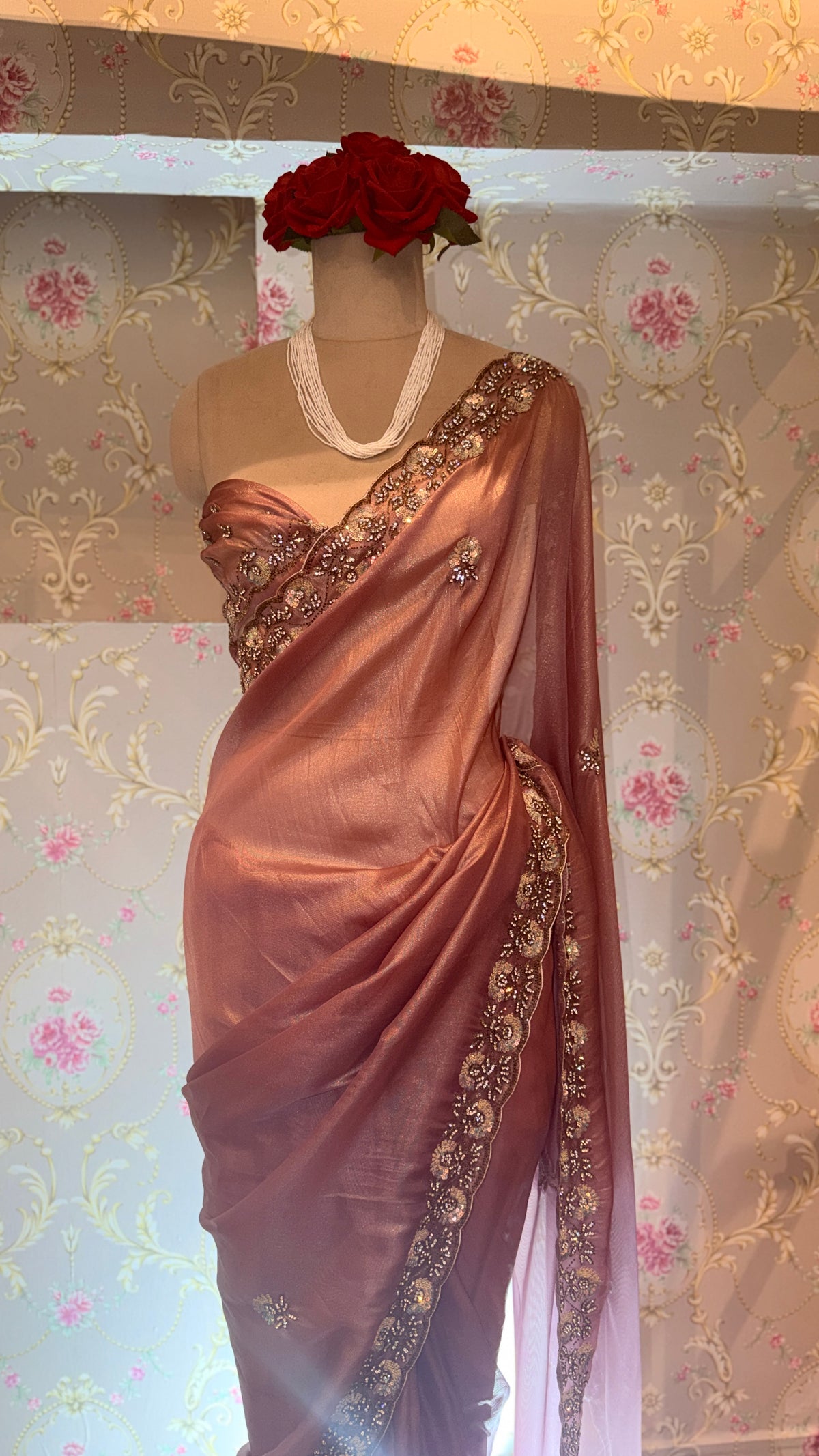TISSUE ORGANZA EMBROIDERED SAREE