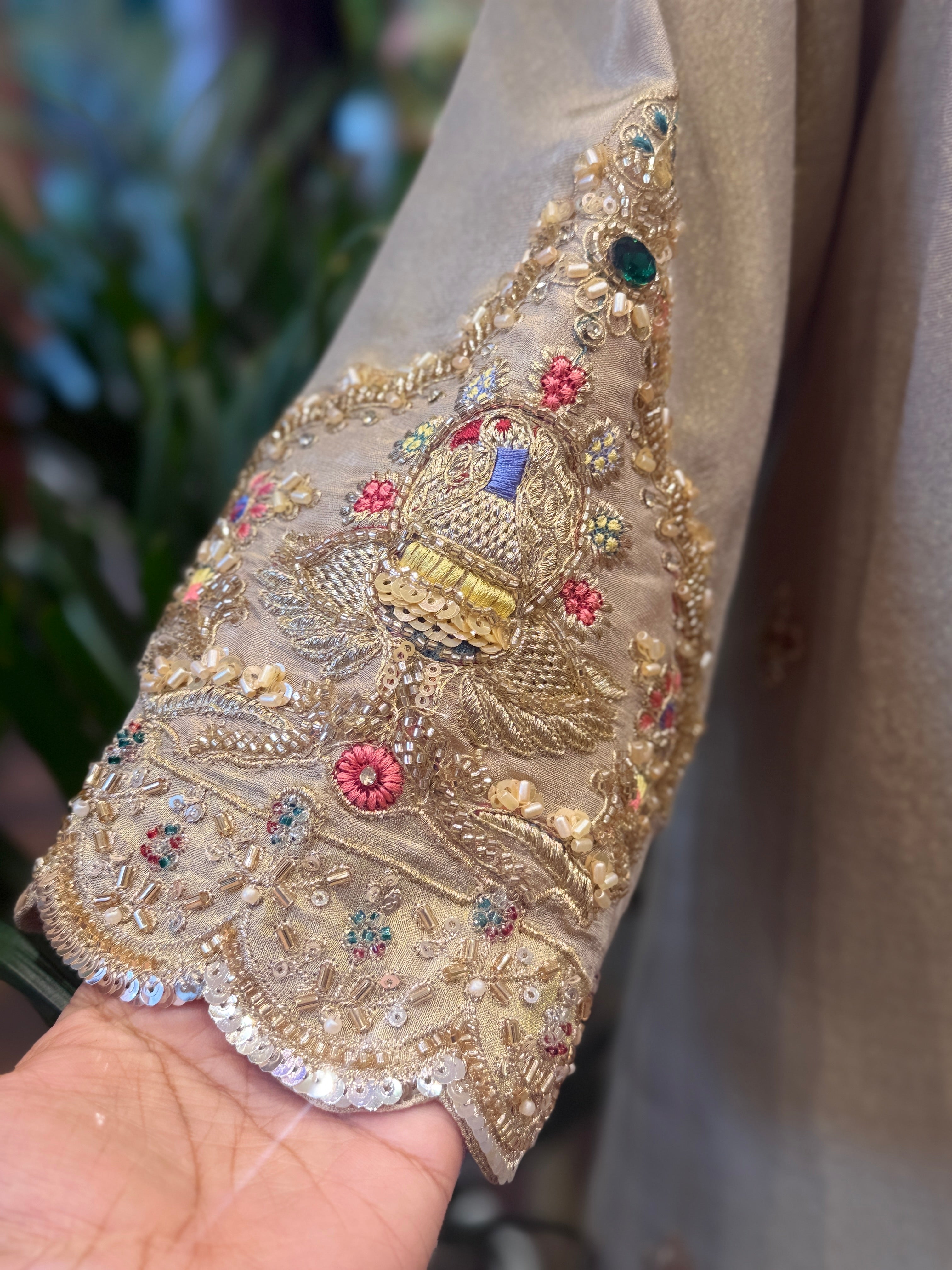 Embroidered Sharara Suit Contrast Dupatta