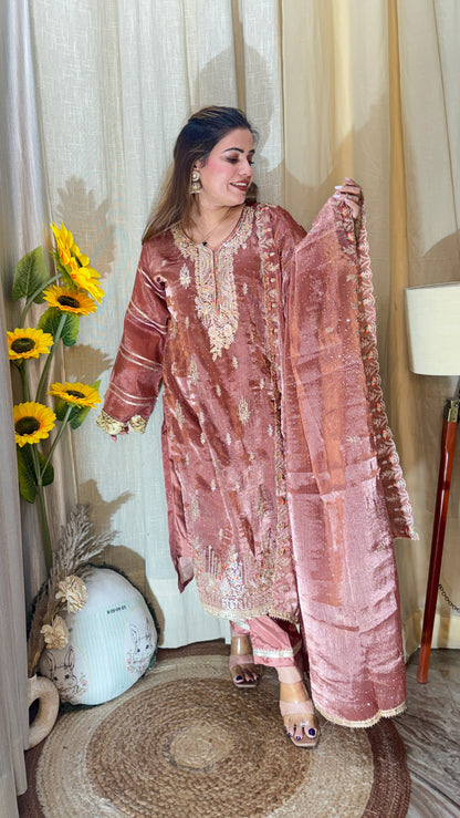 Embellished Tea Pink Suit set