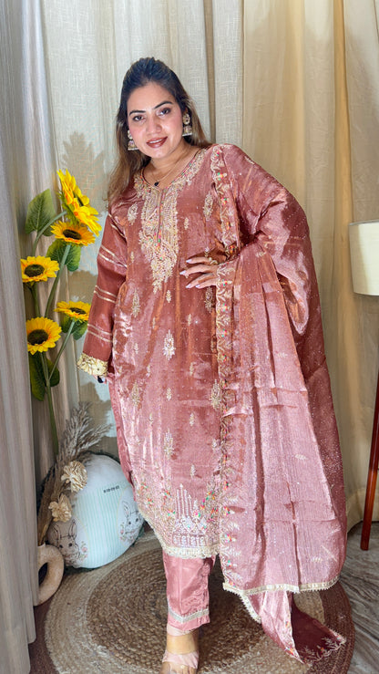 Embellished Tea Pink Suit set