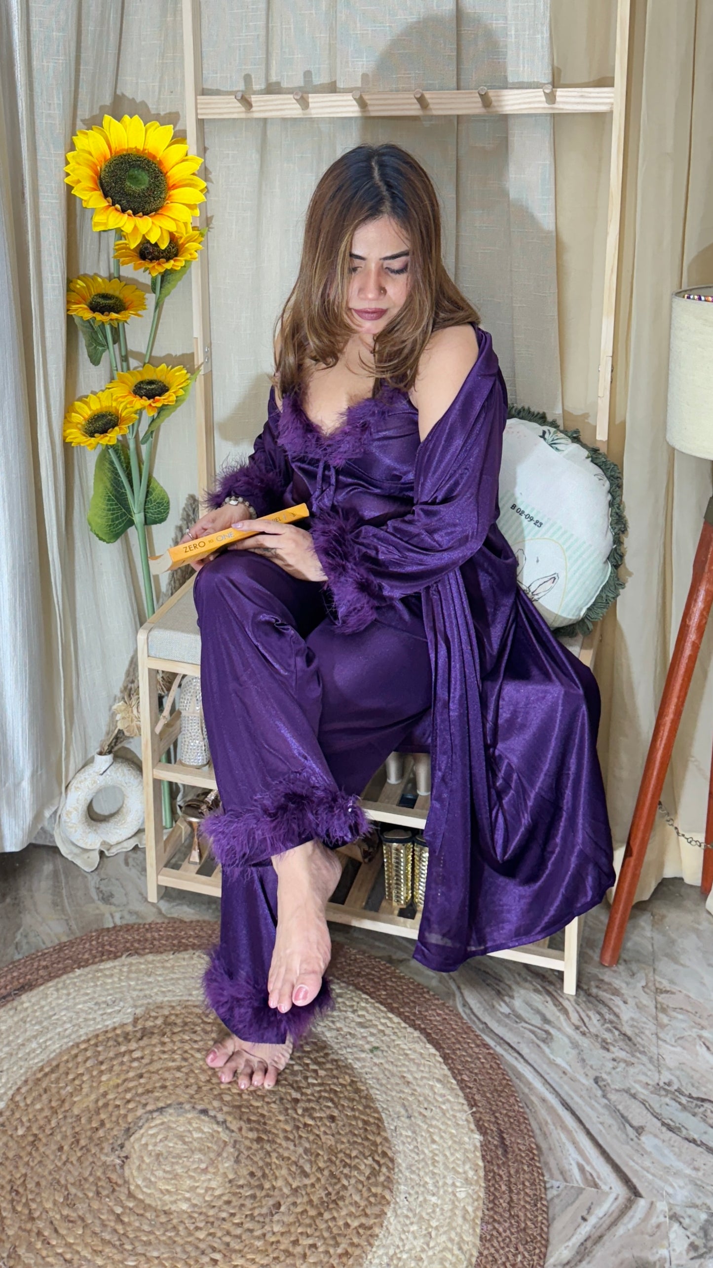 Lycra Silk 3-Piece Nightwear Set