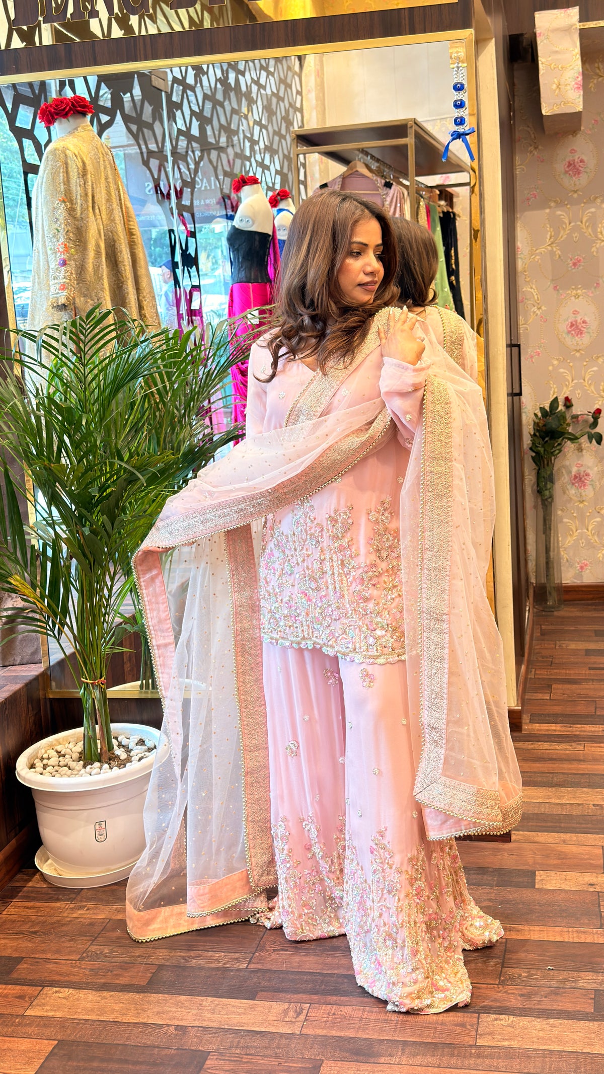 Blush Pink Embroidered Salara Set