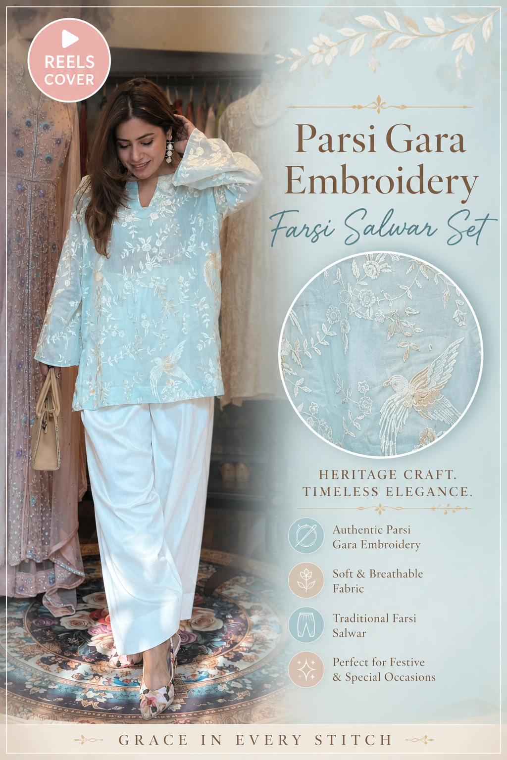 Parsi Gara embroidery Farsi Salwar Set
